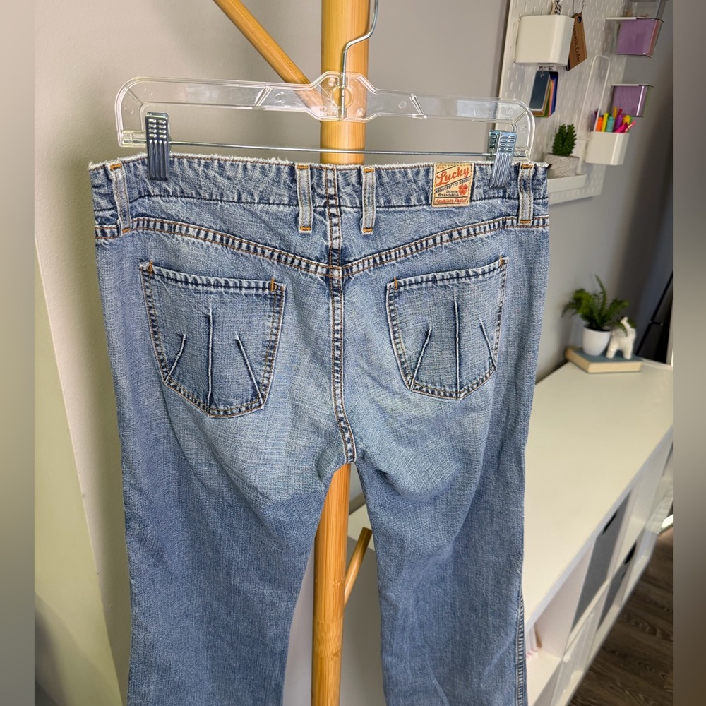 Vintage Lucky Brand Dungarees Charm Pant Sz 6/28 Raw Hem Ankle Jean 90s Y2K - Picture 4 of 6